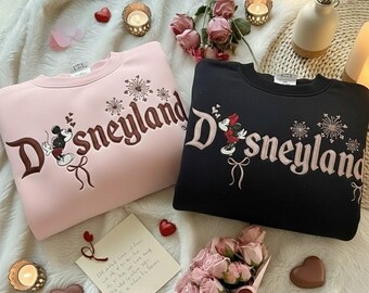 Sudadera bordada de pareja de ratón y novia, San Valentín en Magical Land, Mickey y Minnie Love, regalo de pareja de Disneyland para San Valentín.