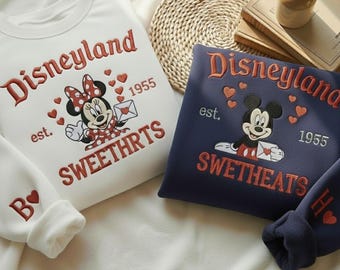 Bluza z haftem Myszki Miki i Myszki Minnie, koszulka Forever Sweethearts, koszulka dla par Disneyland, pasująca do Disney, prezent na Walentynki