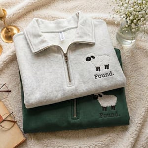 Christian Psalm 23 lam geborduurd kwartrits, gevonden schapen Faith-T-shirt, minimaal schriftdier sweatshirt, shirt bijbelvers kleding
