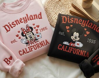 Mouse Couple Matching Embroidered Sweatshirt, Magical Land Valentine Shirt, Cartoon Mouse Couple Shirt, Mickey and Minnie Valentines Day Tee