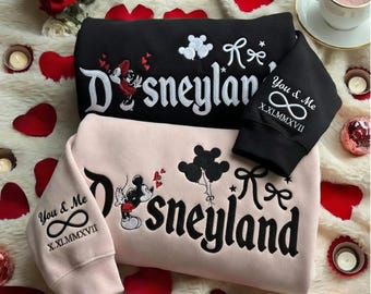 Geborduurd magisch land paar sweatshirt, bijpassende Sweethearts Nite trui, Valentines paar muis sweater, huwelijksreiscadeau