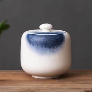 Handpainted Starry Sky Pet Urn Personalized Ceramic Pet Cat and Dog Urn Souvenirs with Engraved Date
