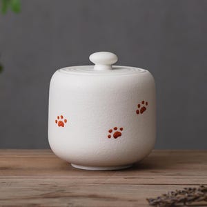 Hand Painted Paw Custom Pet Urn for Cat and Small Pet Memorial Jar Pet Urn Name and Date