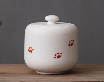 Hand Painted Paw Custom Pet Urn for Cat and Small Pet Memorial Jar Pet Urn Name and Date