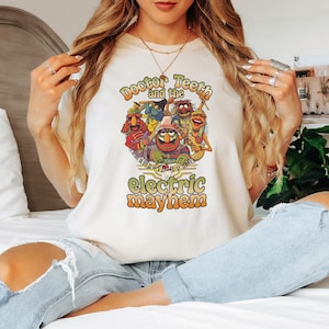Camiseta del Dr. Teeth y el Caos Eléctrico, camiseta de la banda de los Teleñecos, camiseta de Animal Floyd Pepper Janice Zoot, camiseta retro de dibujos animados, nostalgia de los años 70
