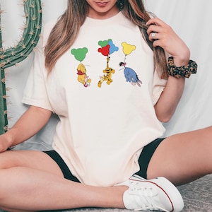 Camiseta de Winnie Pooh, camiseta con globo de Tigger, camiseta de Ígor, camiseta clásica de dibujos animados, camiseta de cumpleaños para niños, camiseta de Amigos para siempre, regalo nostálgico