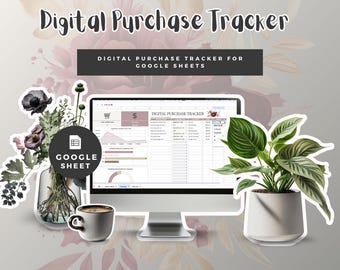Digital Purchase Tracker Google Sheet, Instant Download Spreadsheet Template