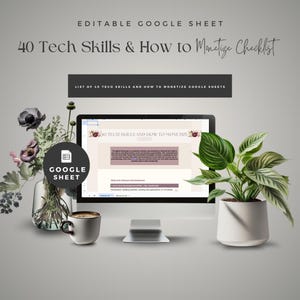 40 Tech Skills and how to monetize for Google Sheets | Tech Virtual Assistant checklist Template | Step by step Checklist