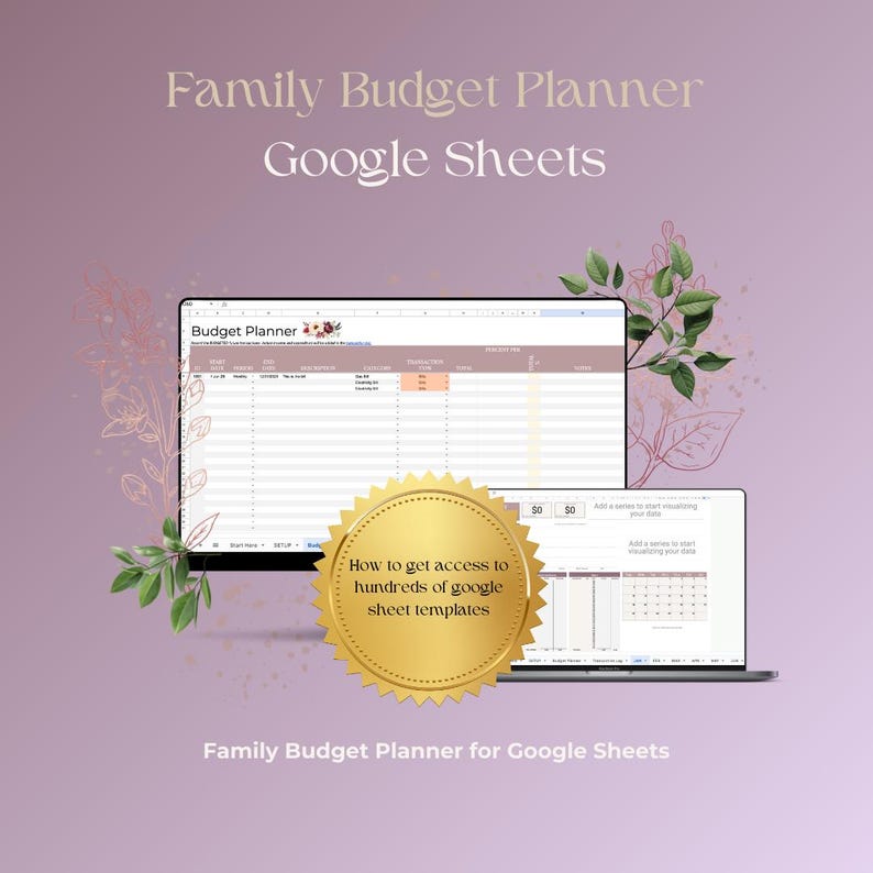 Family Budget Planner Google Sheet, Monthly Expense Tracker (digital ...