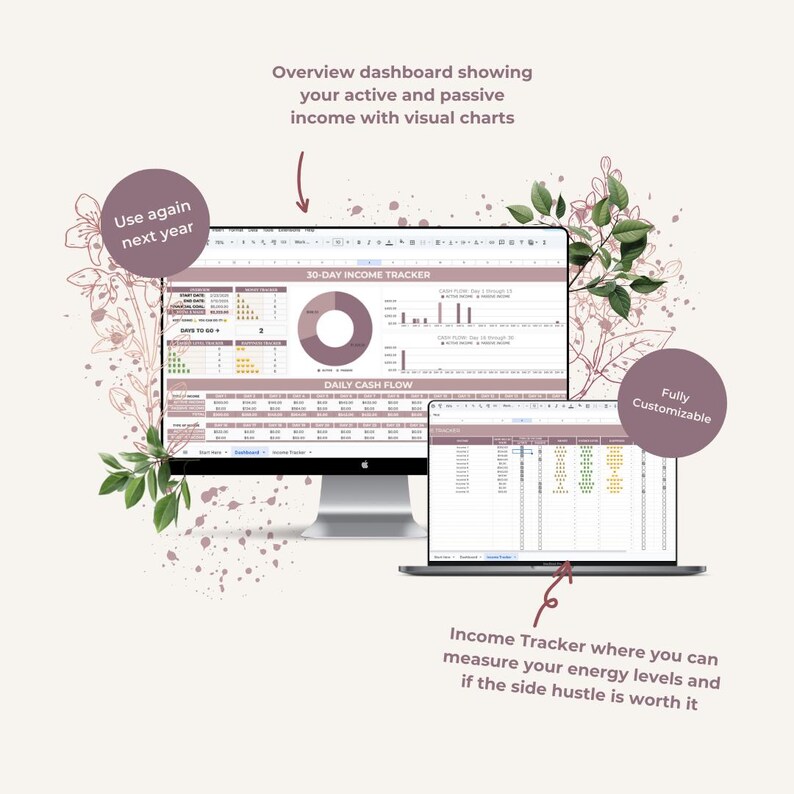 Side Hustle Google Sheet Template for Income Tracking, Business Planner ...