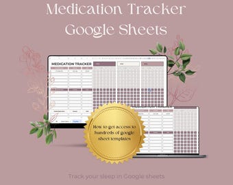 Medication Tracker Google Sheets Template, Daily Log (Digital Download)