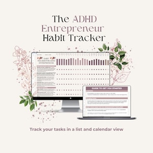 Habit Tracker Google Sheets | ADHD Entrepreneur Habit Tracker | Daily Weekly Monthly Habit Planner Template | Digital Productivity Tracker