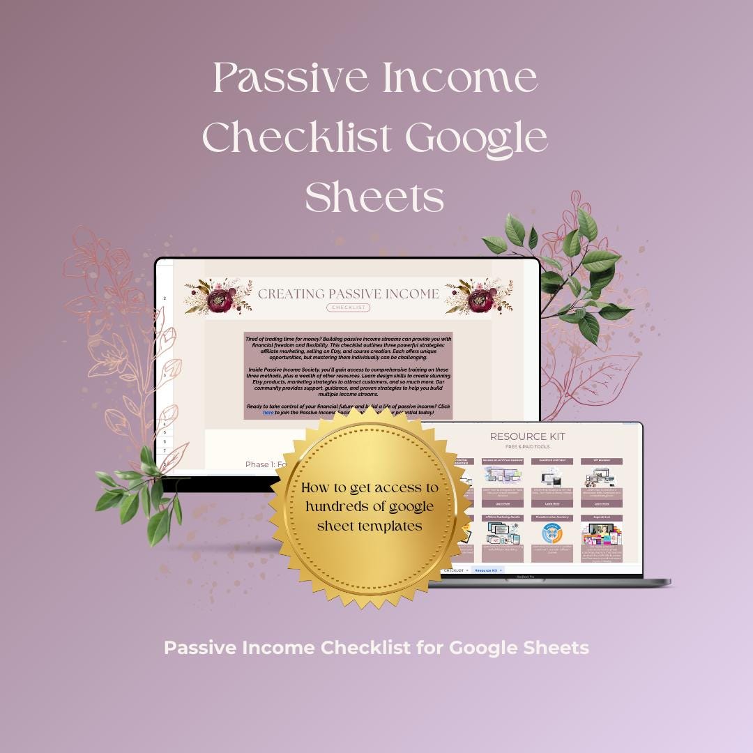 Passive Income Checklist | Google Sheets & Excel (digital Download ...