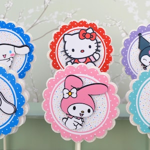 12 toppers para cupcake, gatinho, olá, toppers para cupcake de aniversário