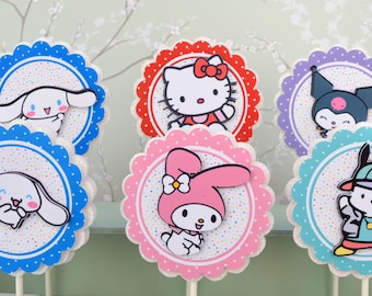12 adornos para cupcakes, gatito, hola, adornos para cupcakes de cumpleaños