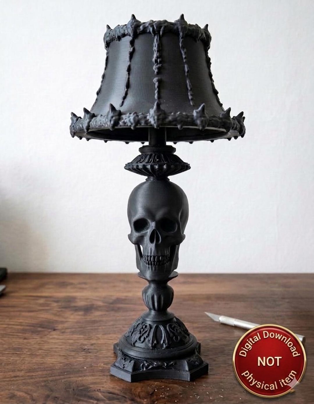 Gothic Lamp Vector Gothic Skull Lamp STL, Goth Halloween Decor, 3D Print Table Lamp, Floor ...