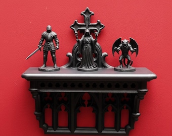 Gótico, Estante, Archivos STL, Decoración gótica para el hogar, Archivos para impresión 3D, Decoración de estantes, Estante de pared