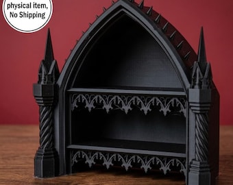 Estantería, archivos STL, decoración gótica para el hogar, archivos para impresión 3D, decoración de estanterías, estante de pared, sujetalibros