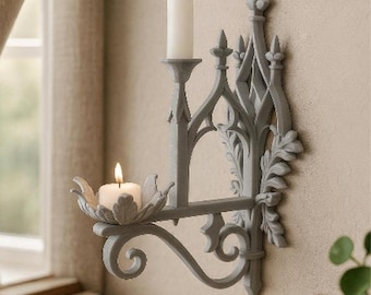 Gothic Wall Sconce Candle Holder STL 3D Print Tealight Digital Cathedral Candle Holders