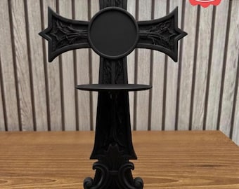 Gothic Cross Tealight Holder STL File for 3D Printing Dark Academia Candle Stand