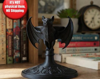 Gothic Bat Candle Holder STL, 3D Bat Decor, Tealight Holder STL, Dark Academia Decor