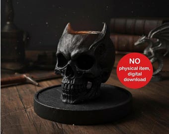 Portavelas con forma de calavera (archivo STL) – Portavelas para velas pequeñas (archivo STL), decoración para el hogar con temática de brujas, archivos para el hogar de Halloween.