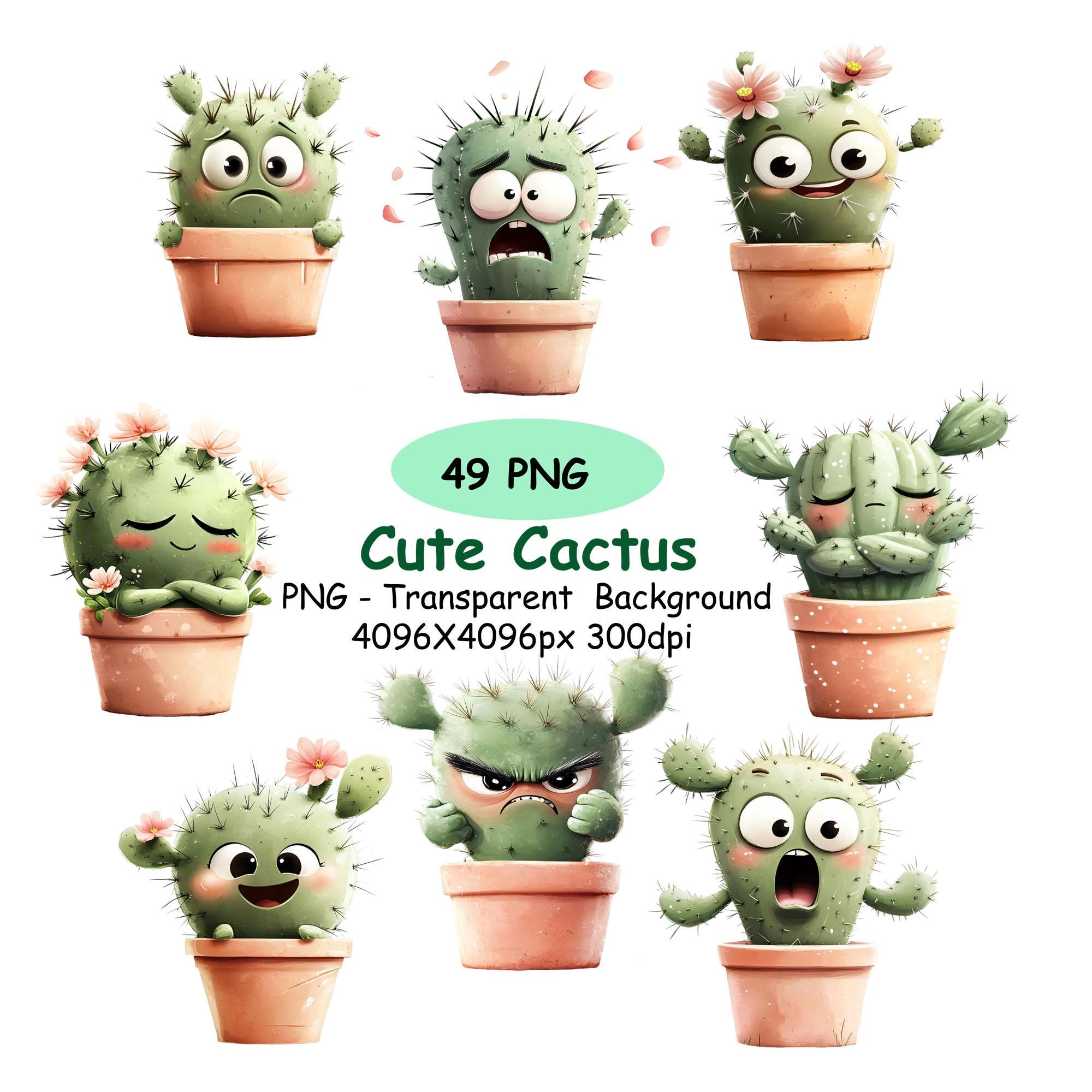 Cute Cactus Cartoon - Etsy