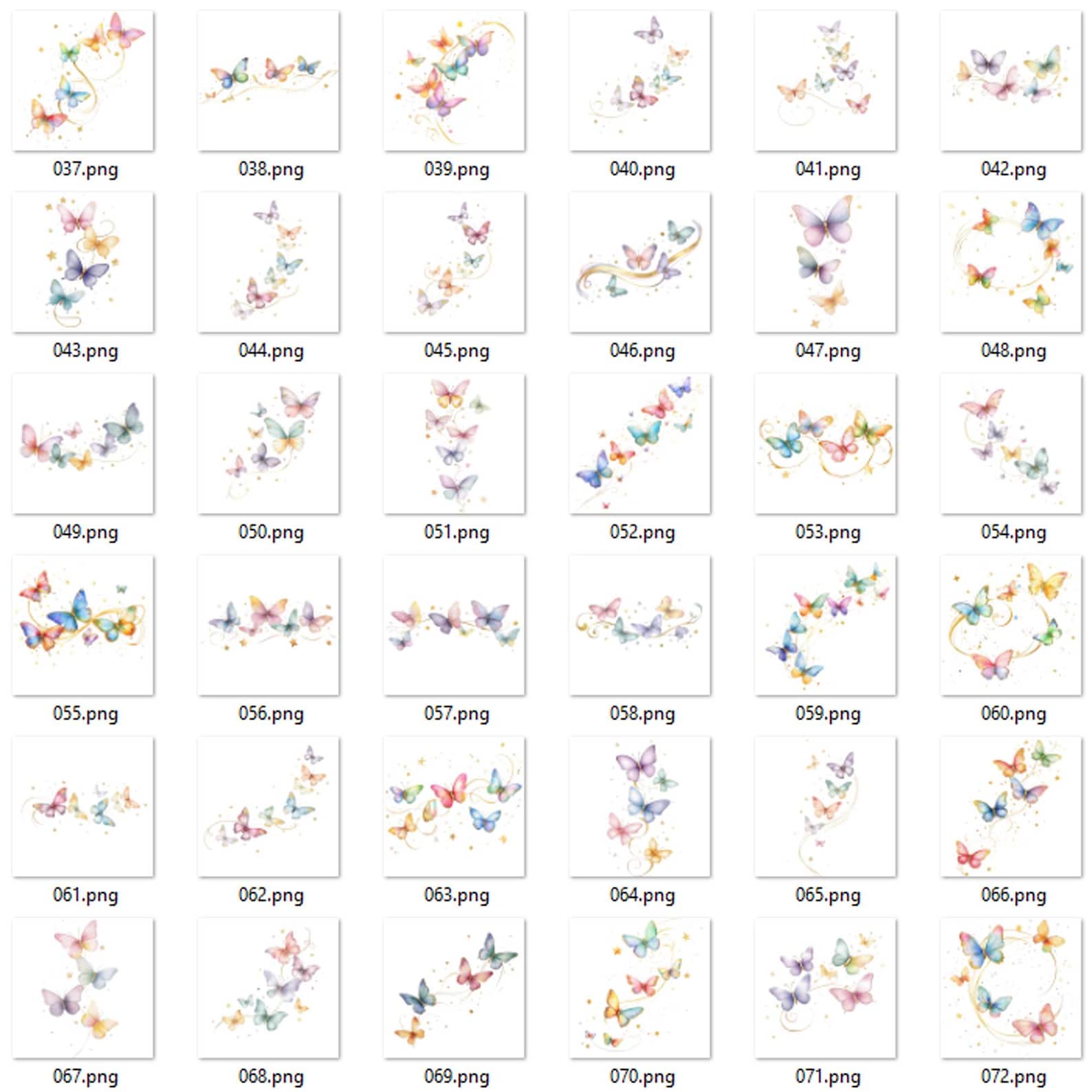 Multi Butterfly Drawing 108 Watercolor Butterfly Flying Clipart, Colorful Multi Butterflies ...