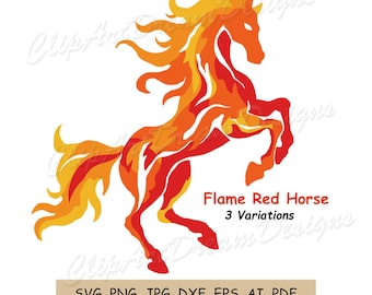Year of the Fire Horse, Flame Red Horse digital design, (svg vector, png, jpg, dxf, eps, ai, pdf, Formats).