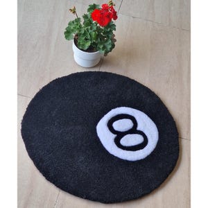 8 Ball Rug, Handmade, Round Rug, Billiard Ball Rug, Living Room Rug, Area Rug, Colorful Rug, Tufted custom rug, 3D Tufted Rug