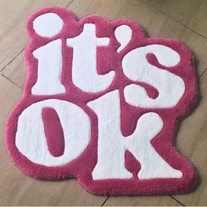 It&#39;s ok Rug, Living Room Rug, Area Rug, Colorful Rug, 3D Tufted Rug, Handmade Fluffy Rug, Tufted custom rug