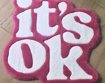 It's ok Rug, Living Room Rug, Area Rug, Colorful Rug, 3D Tufted Rug, Handmade Fluffy Rug, Tufted custom rug