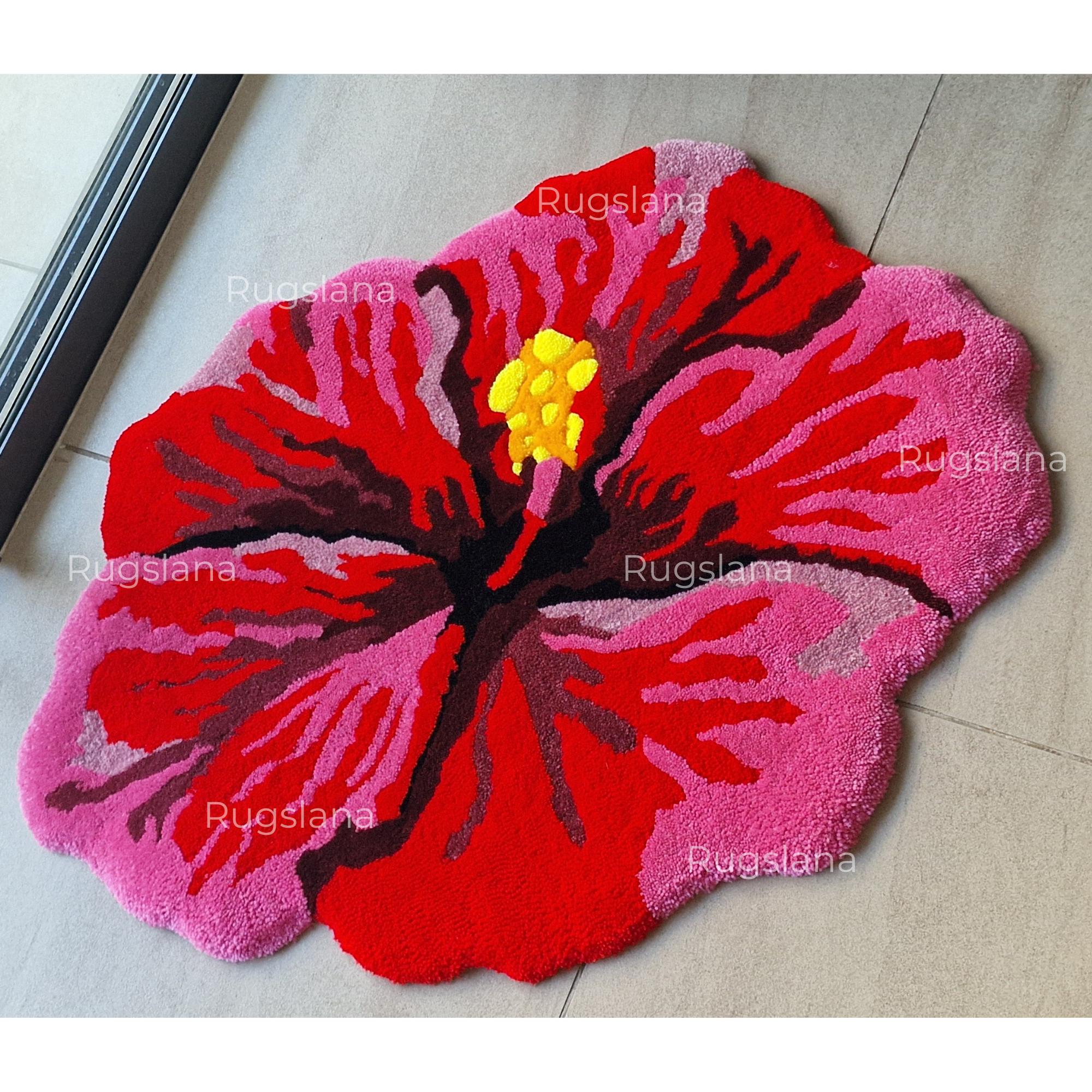 Hibiscus Rug Hibiscus Rug, Living Room Rug, Area Rug, Colorful Rug, 3D Tufted Rug ...