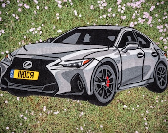 Lexus IS Custom Tufted Rug 140cm Car Shaped Carpet Acrylic JDM Garage Decor Gift for Car Lover Personalized Plate