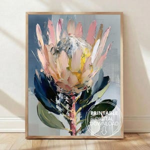 Abstracte protea-bloemschildering, moderne botanische kunst (digitale download)