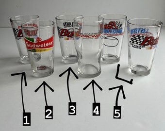 Vintage Budweiser and NASCAR Glasses - Nascar Decor Collectibles