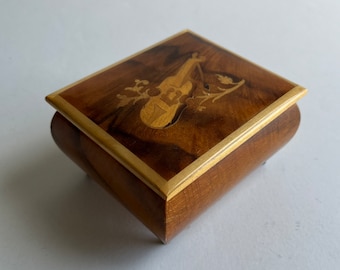 Vintage Reuge Wooden Music Box - Swiss Movement, Plays Edelweiss