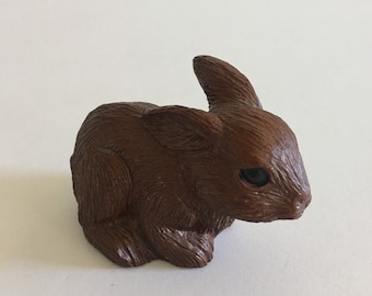 1980s Vintage Brown Bunny Easter Figurine - Charming Rabbit Decor