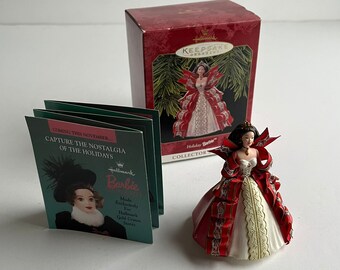 vintage christmas ornament, vintage keepsake ornament, holiday barbie, collector's series, hallmark ornament, barbie ornament, 1997 barbie