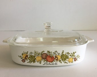 Vintage Corning Ware Spice of Life Baking Dish A-8-B with Lid - 1970s