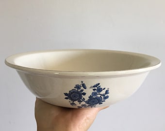 Vintage Blue and White Floral Ceramic Bowl, 1960s Ironstone by Wedgwood & Co Ltd England