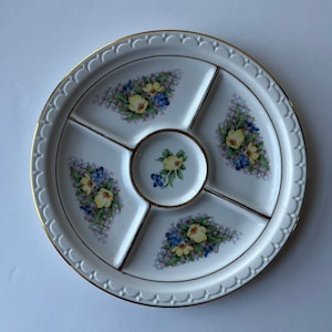 Vintage Syracuse China Floral Divided Schotel - 22 karaats gouden accent