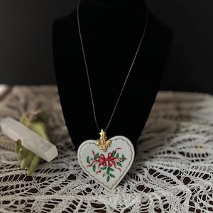 Handmade Upcycled Ceramic Christmas Pendant Necklace