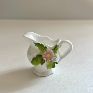 Vintage Miniature Ceramic Pitcher - Pink and Green Floral Motif - Charming Collectible