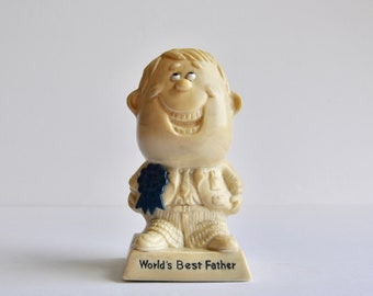 Vintage World's Best Father Statue, Father's Day Figurine, Gift for Dad, 1970s Collectible