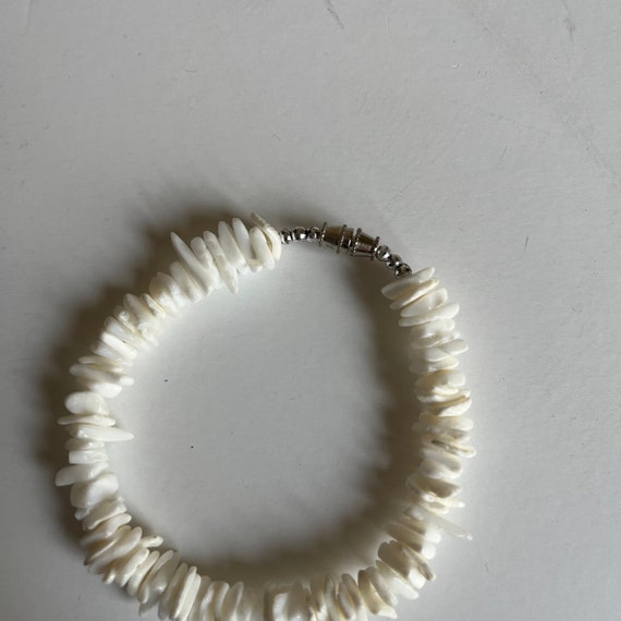 Y2K Vintage White Puka Shell Bracelet/Anklet - 8"… - image 3