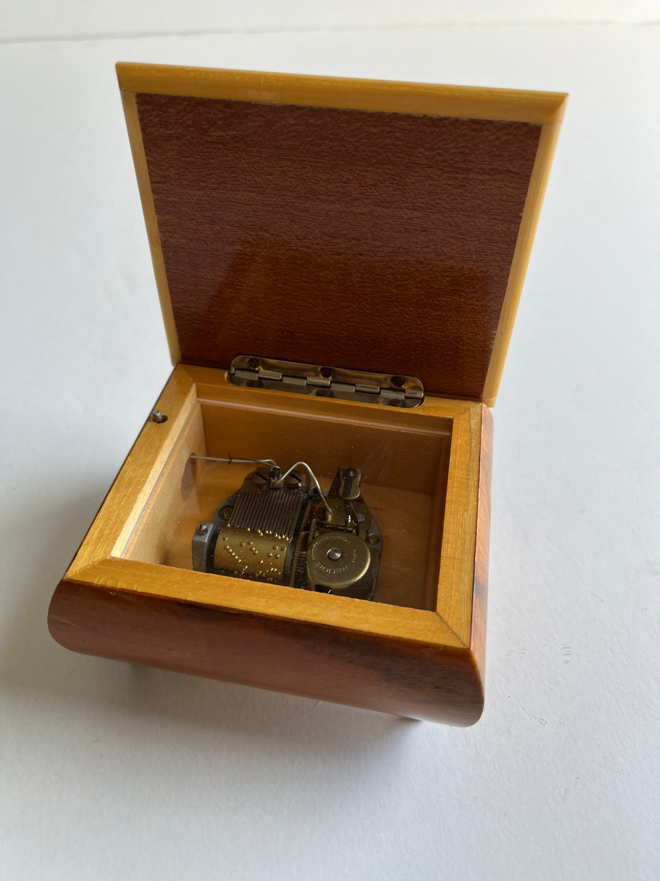 Vintage Reuge Wooden Music Box - Swiss Movement, Plays