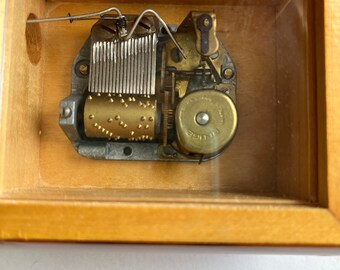 Vintage Reuge Wooden Music Box - Swiss Movement, Plays Edelweiss