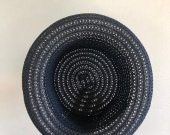 Vintage Blue Hat - Retro Woven Pattern, Curved Brim - 90s  display picture 3