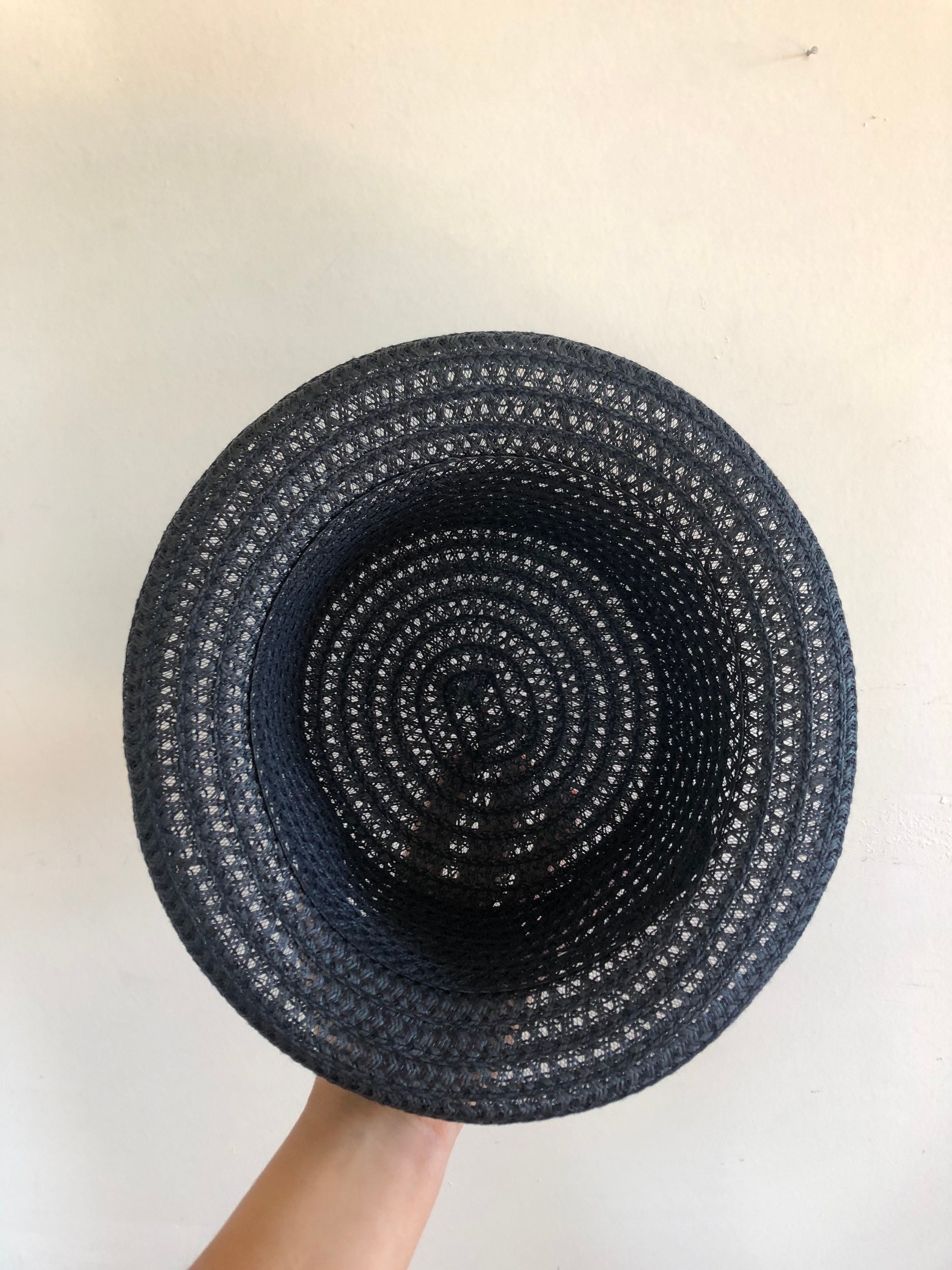 Vintage Blue Hat - Retro Woven Pattern, Curved Brim - 90s Fashion for Women 90s Woven Hat - Etsy main image 4